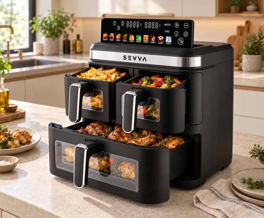 Airfryer met 3 Zones XXXL 17 Liter
