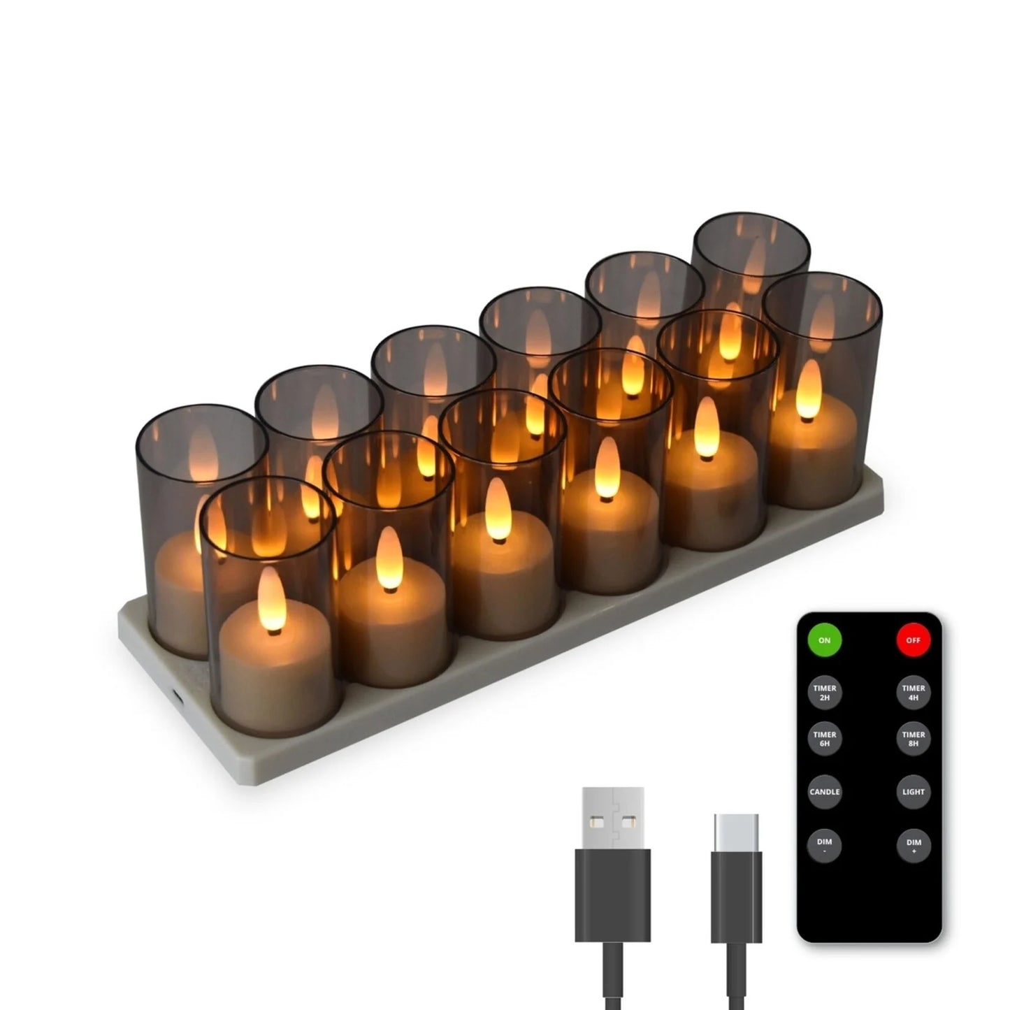 Oplaadbare Theelichtjes Met Afstandsbediening En Oplaadstation