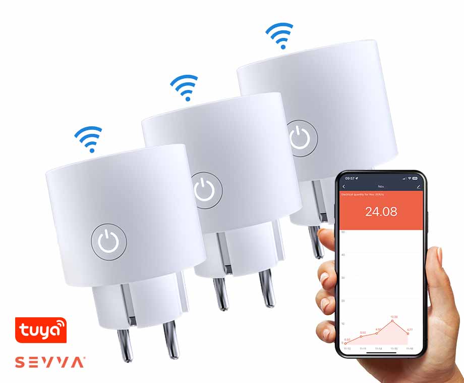 SEVVA® Slimme Stekkers Met Energiemonitor - 3-Pack