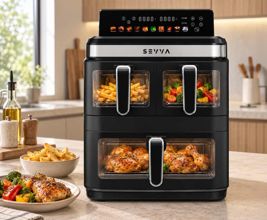 Airfryer met 3 Zones XXXL 17 Liter