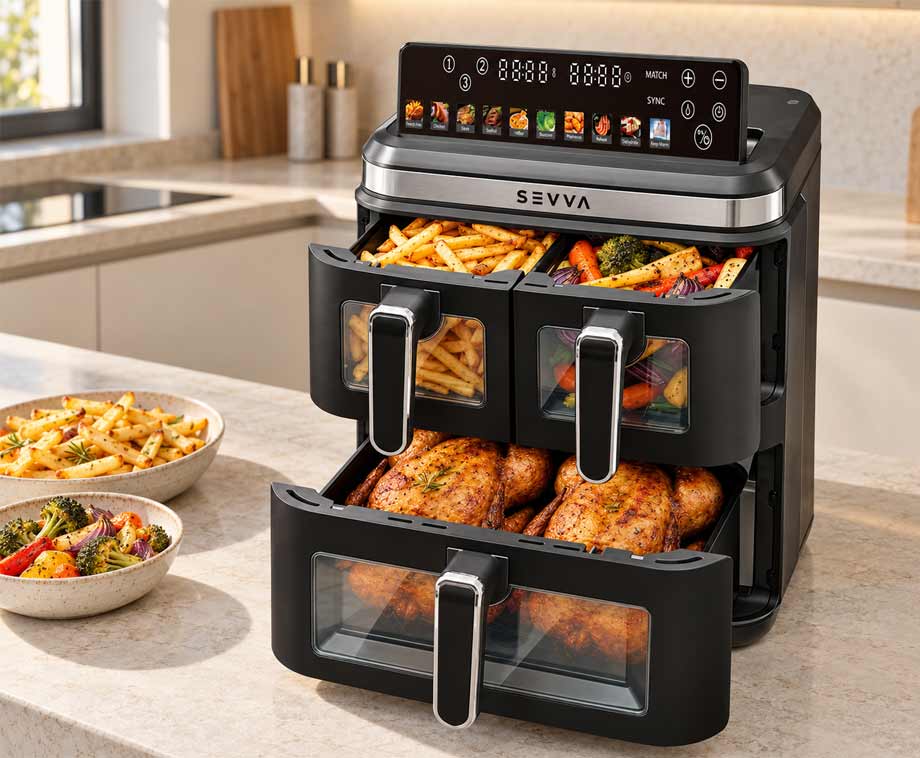Airfryer met 3 Zones XXXL 17 Liter