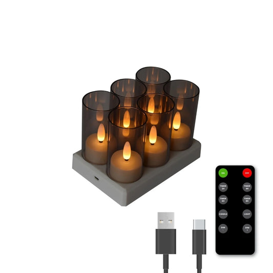 Oplaadbare Theelichtjes Met Afstandsbediening En Oplaadstation