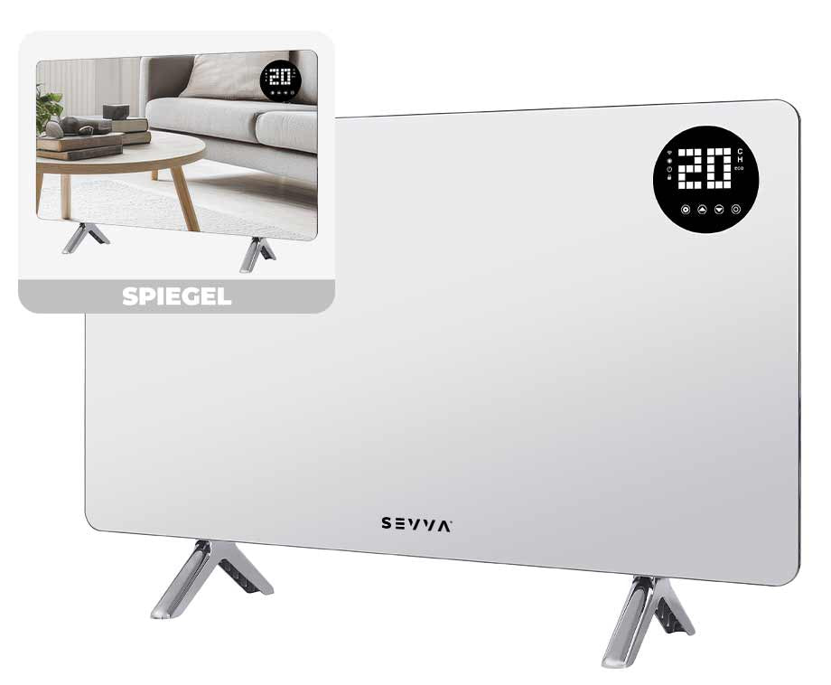 SEVVA® Slimme Infrarood Paneelverwarming Met Geïntegreerd Display - Spiegel