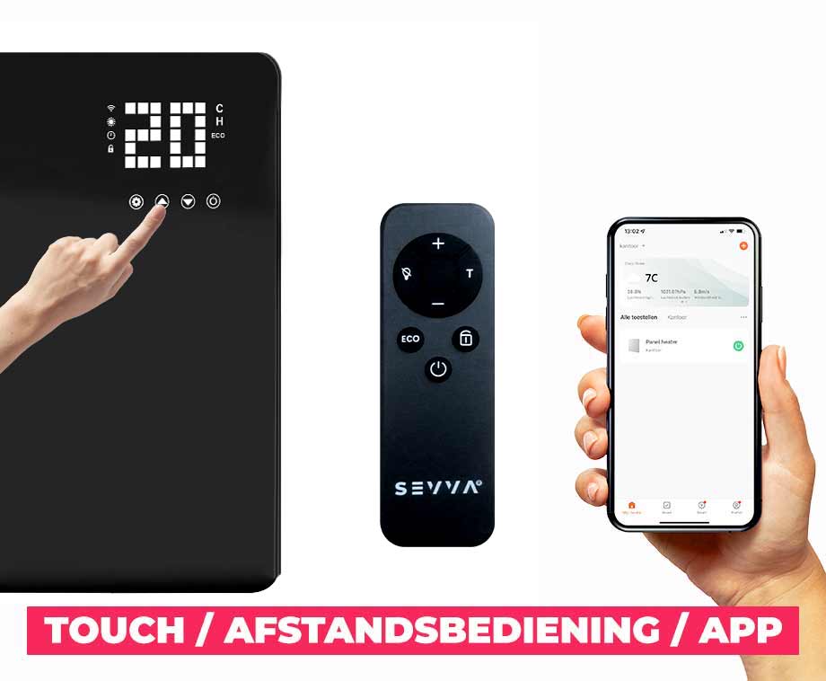 SEVVA® Slimme Infrarood Paneelverwarming Met Geïntegreerd Display - Zwart