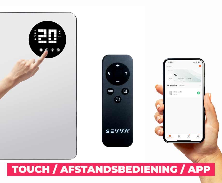 SEVVA® Slimme Infrarood Paneelverwarming Met Geïntegreerd Display - Spiegel
