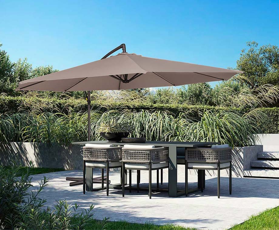 Luxe XXL Zweefparasol 3 Meter Met Beschermhoes - Taupe