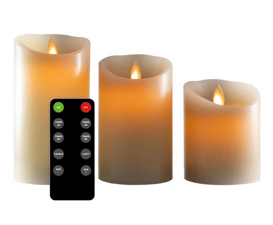 Oplaadbare Kaarsenset -Met Afstandsbediening - Set Van 3 Kaarsen