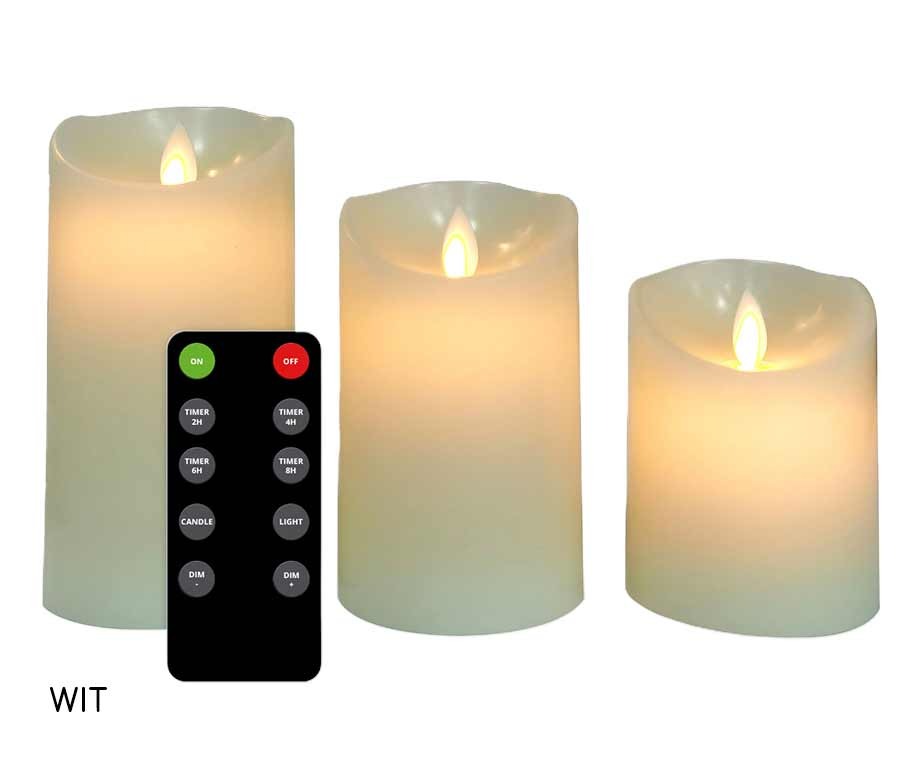 Oplaadbare Kaarsenset -Met Afstandsbediening - Set Van 3 Kaarsen