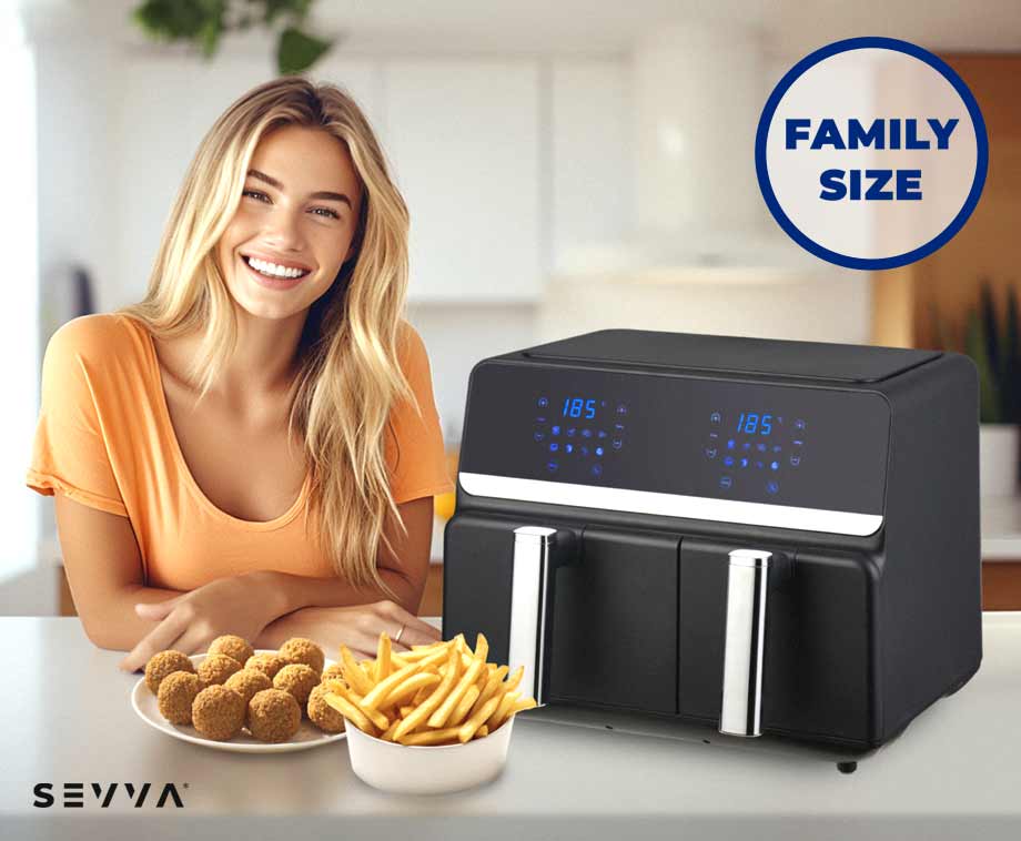 SEVVA® Dubbele XXL Airfryer Met 8 Programma's - 2200W