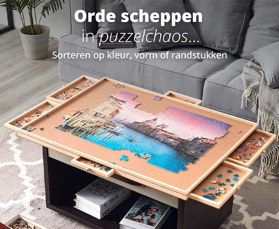 Houten Puzzeltafel - Gemakkelijk Puzzelen En Opbergen | 1000 Stukjes
