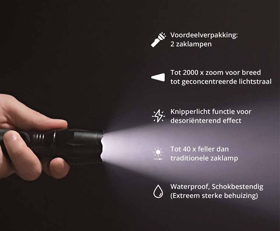SEVVA® Militaire Zaklamp Met 500 Meter Bereik - 2-Pack
