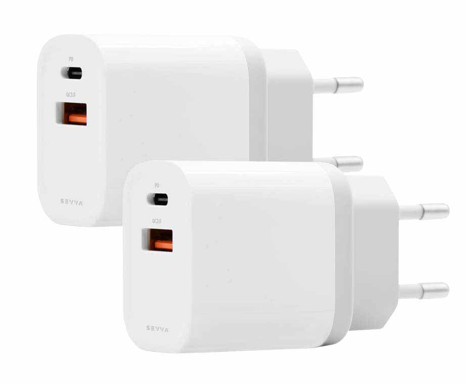 SEVVA® Universele Snellader USB-C en USB - 2-Pack