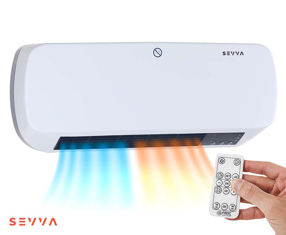 SEVVA® 2-in-1 Wandkachel En Koeler Van 2000W - Arctic White