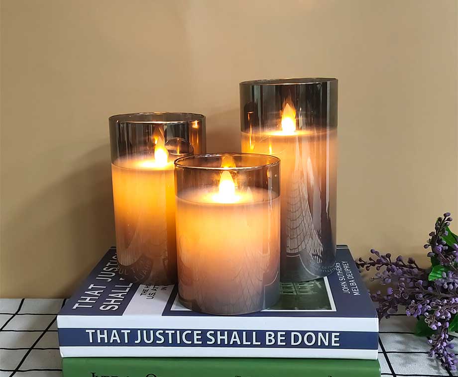 SEVVA® Smoked Glass Elektrische Kaarsen Zilver - 3-Pack