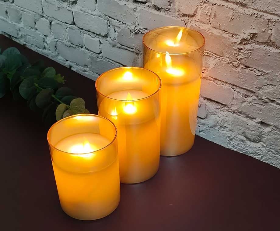 SEVVA® Smoked Glass Elektrische Kaarsen Goud - 3-Pack