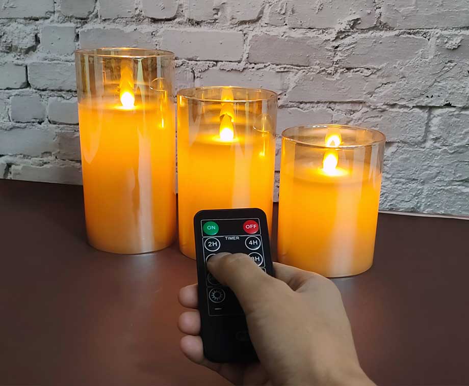 SEVVA® Smoked Glass Elektrische Kaarsen Goud - 3-Pack