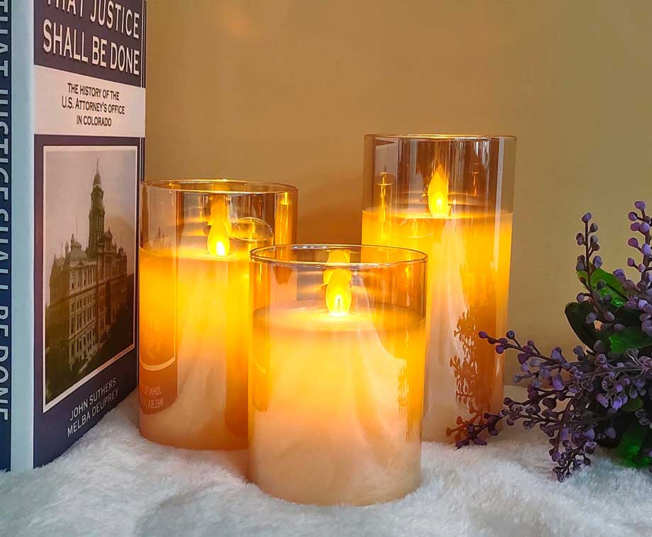 SEVVA® Smoked Glass Elektrische Kaarsen Goud - 3-Pack