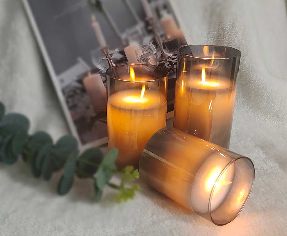 SEVVA® Smoked Glass Elektrische Kaarsen Zilver - 3-Pack