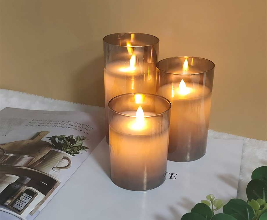 SEVVA® Smoked Glass Elektrische Kaarsen Zilver - 3-Pack