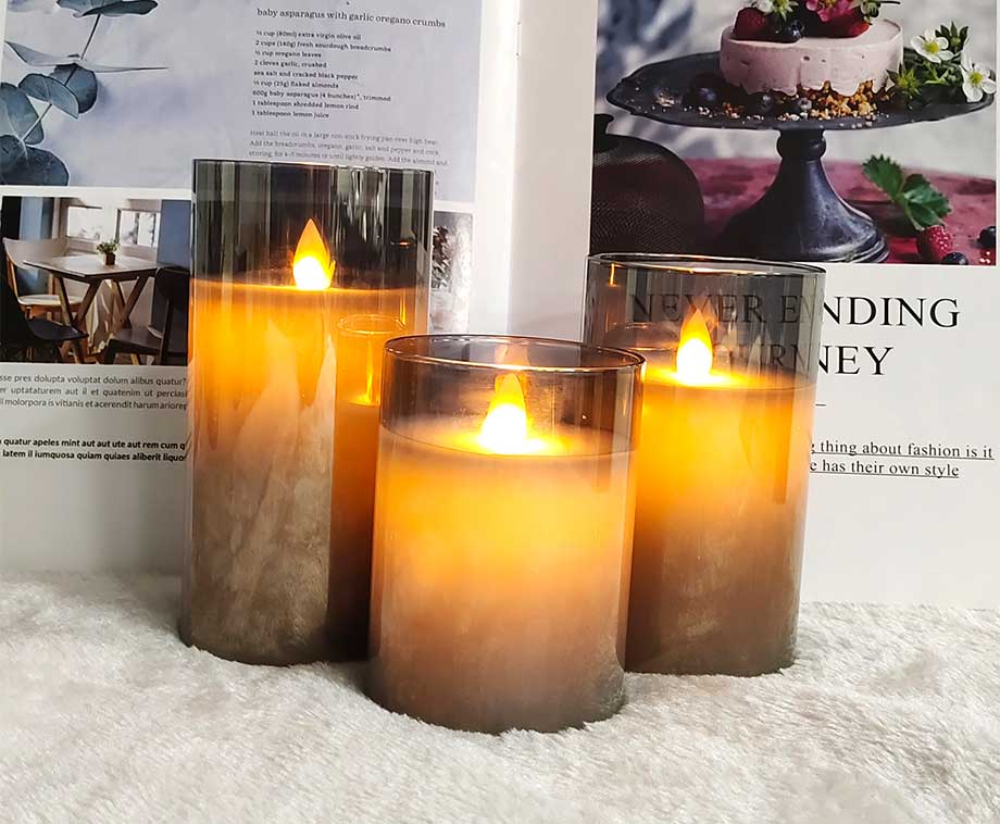 SEVVA® Smoked Glass Elektrische Kaarsen Zilver - 3-Pack