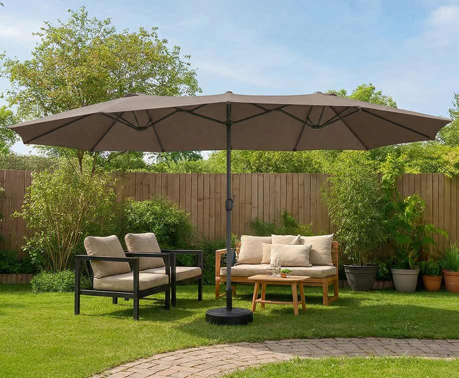 Dubbele XXL Parasol Met Beschermhoes - Taupe